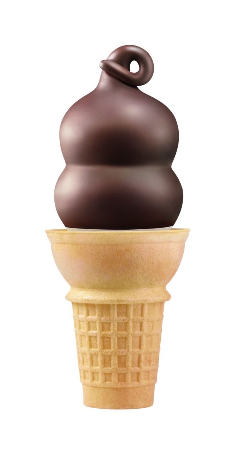 Chocolate cone dipped in cherry shell