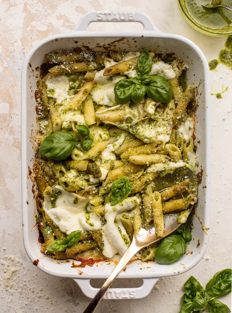Baked Pesto Pasta With Tomatoes