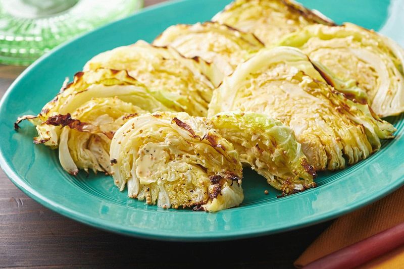 Roasted Cabbage Wedges with Garlic