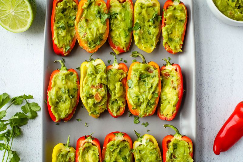 Guacamole with mini peppers