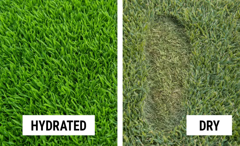 Let established turf show when it needs water