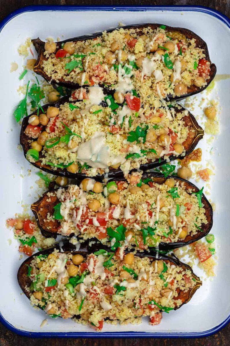Roasted Eggplant Stuffed with Couscous