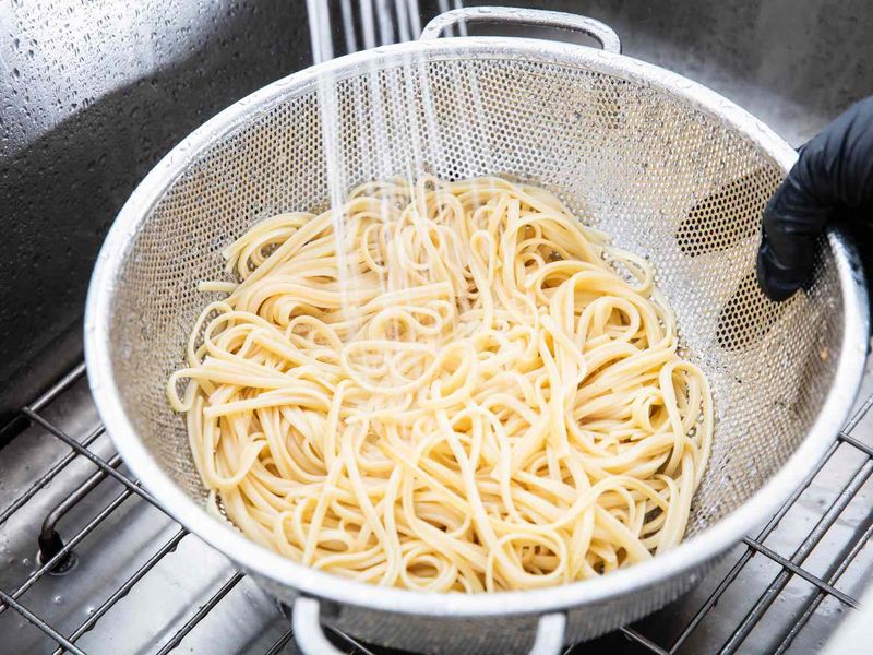 Rinsing Pasta After Draining It