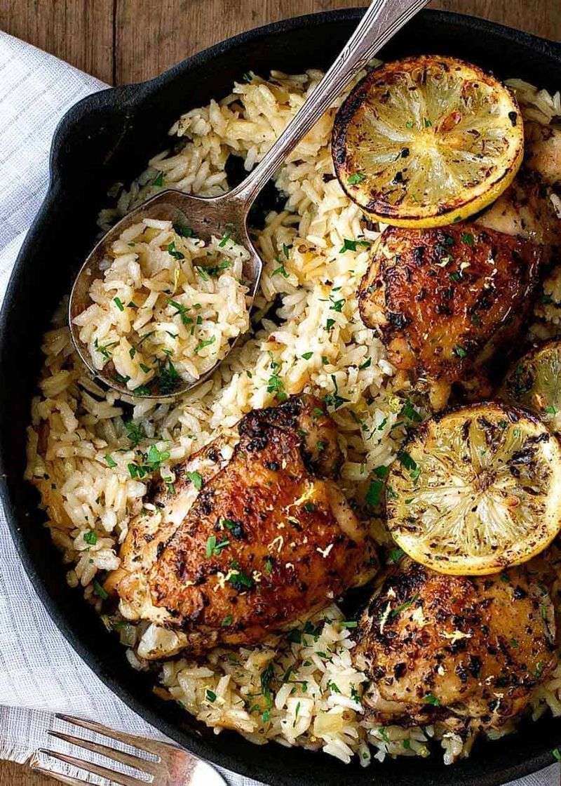 One-Pot Greek Chicken and Lemon Rice