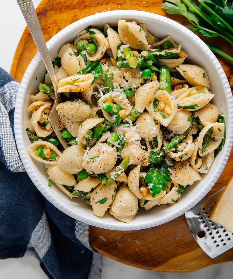 Green Pea Pesto Primavera with Orecchiette