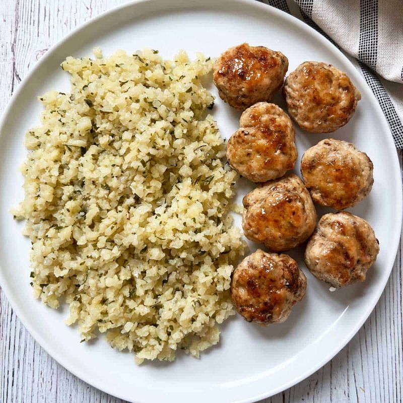 Chicken Meatballs and Cauliflower Rice