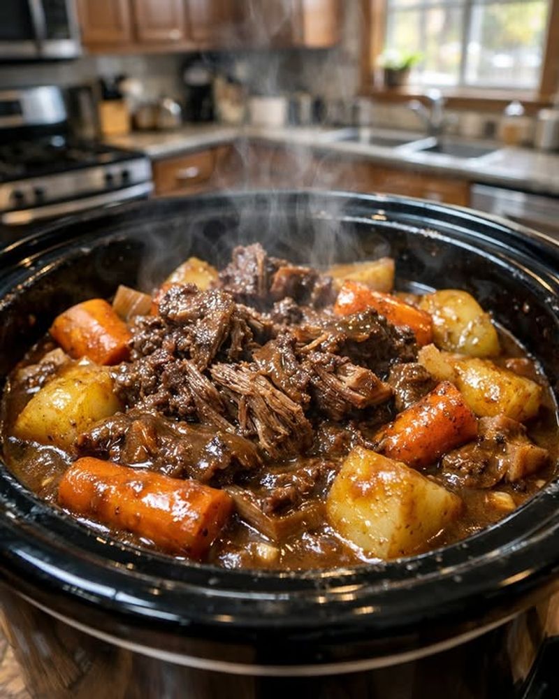 Slow-Cooked Pot Roast With Carrots and Gravy