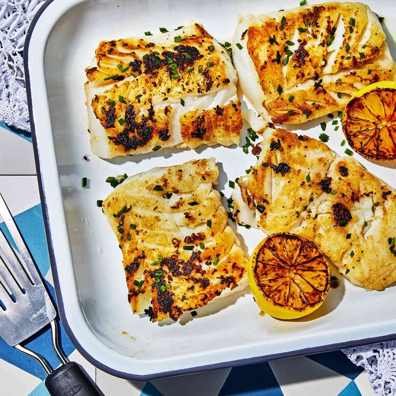 Grilled Cod with Sumac and Lemon Basil Sauce