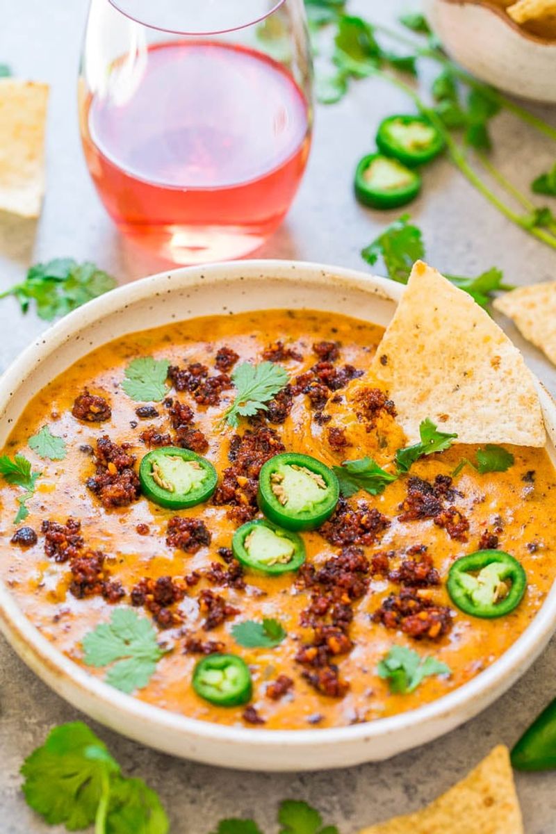 Queso with chorizo (or plain queso)