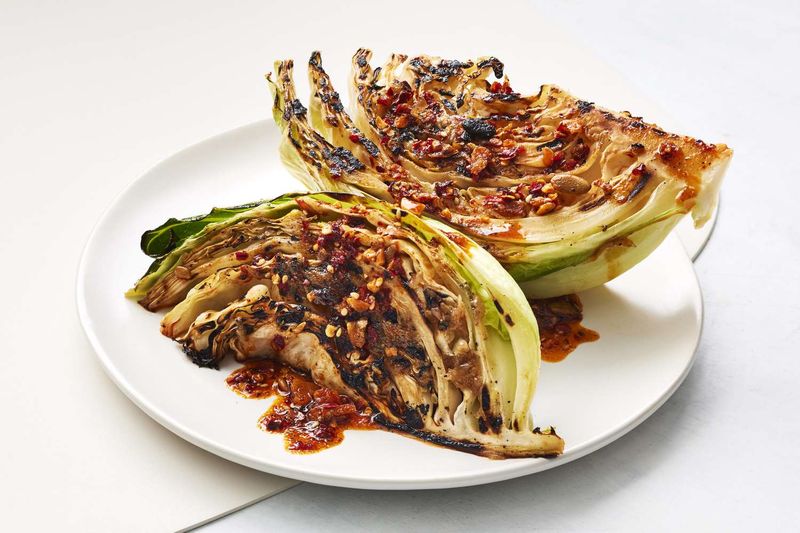 Roasted Cabbage Wedges with Chili Oil and Toasted Pistachios