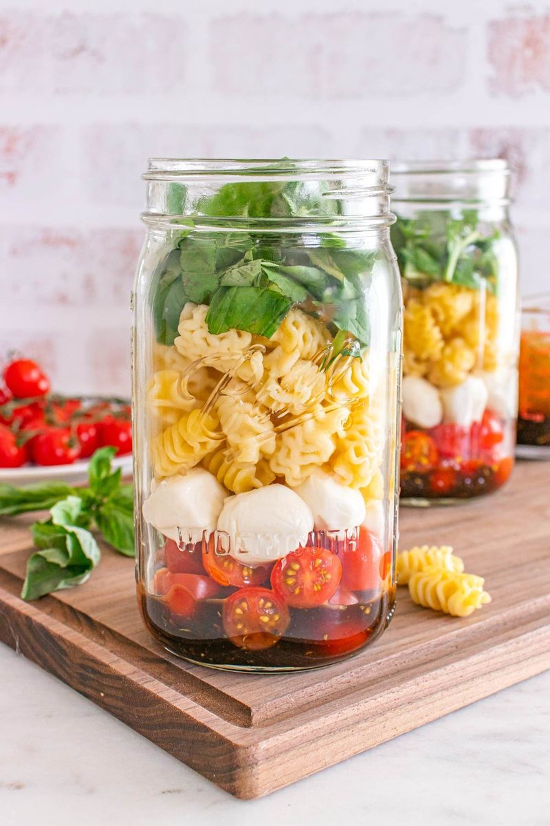 Mason Jar Tortellini Spinach Salad