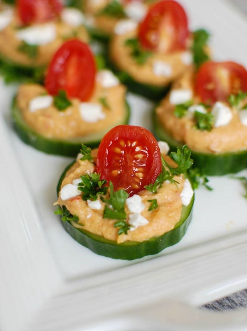 Cucumber and Hummus Snack Bites