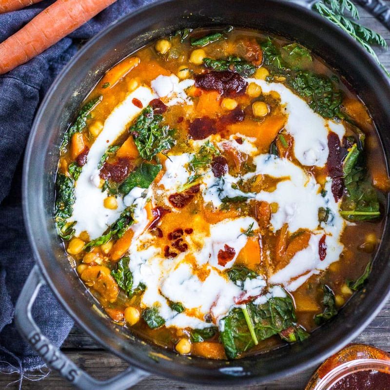 Tunisian Chickpea and Spinach Soup With Harissa