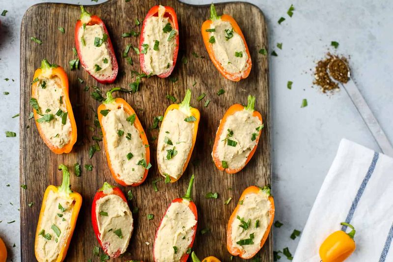 Hummus Stuffed Mini Peppers