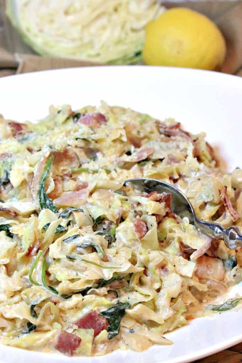 Creamed Cabbage with Bacon and Nutmeg
