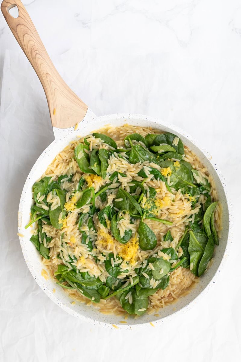 Lemon Orzo With Spinach