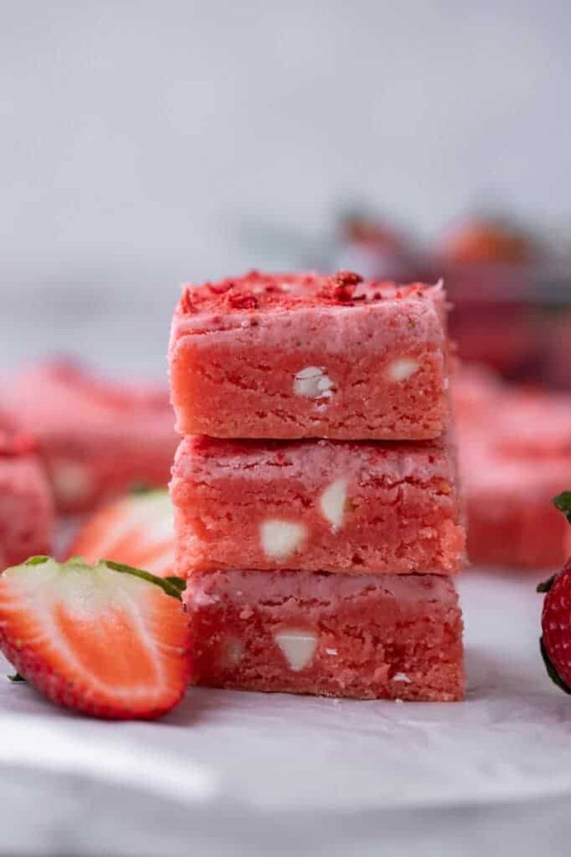 Strawberry Cake Mix Brownies with Sour Cream