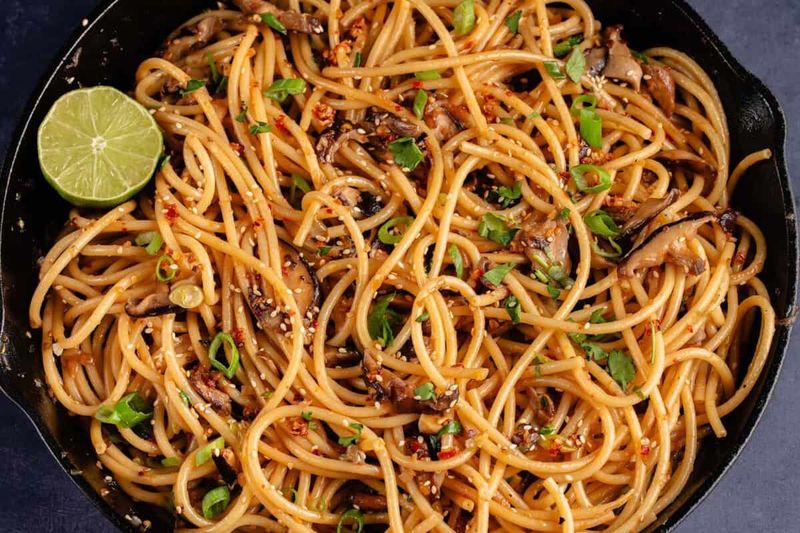Chili Crisp Garlic Noodles With Sesame