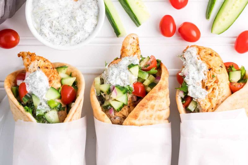Greek Chicken Pitas with Tzatziki