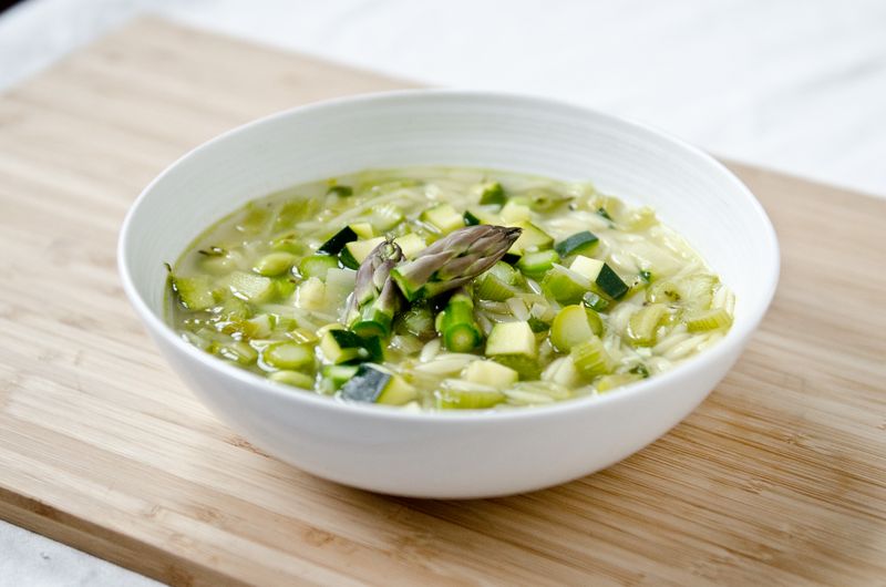 Spring Vegetable Primavera Soup with Orzo