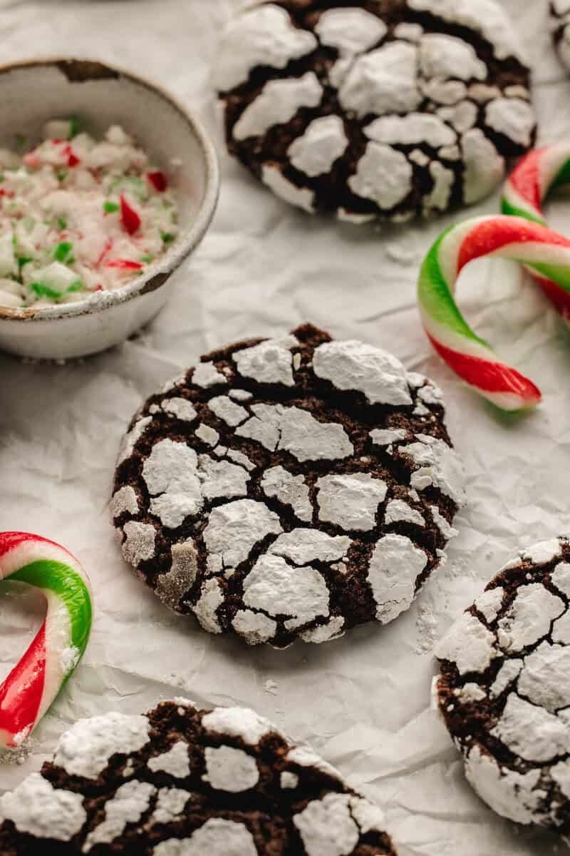 Chocolate peppermint crinkles