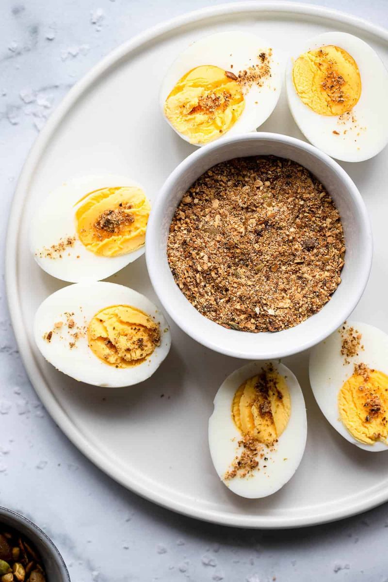 Hard-boiled eggs with sea salt