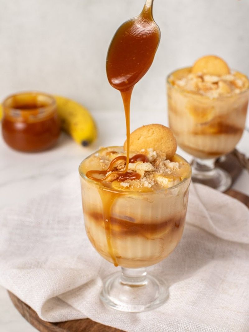Salted Caramel Drizzle Banana Pudding