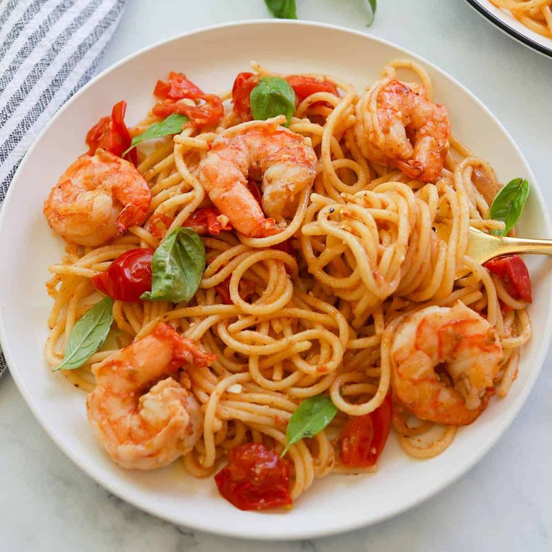 Shrimp Pasta with Cherry Tomatoes