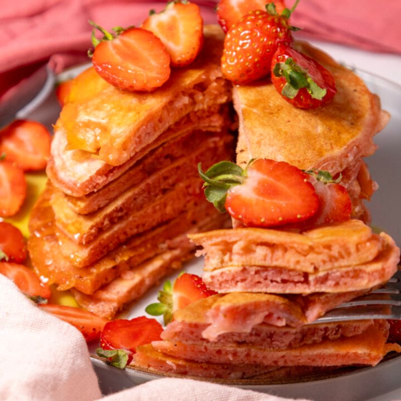 Strawberry Cake Mix Pancakes for Dessert