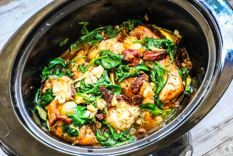 Creamy Tuscan Chicken (Slow Cooker)