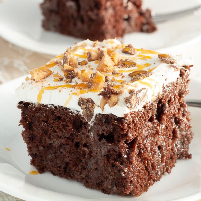 Better Than Anything Cake (Chocolate Poke Cake Style)