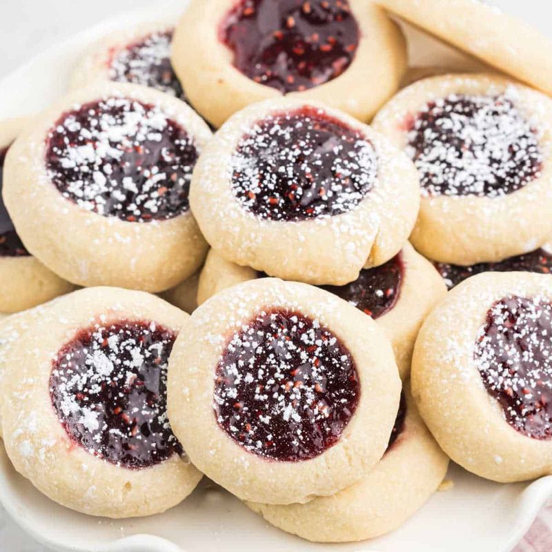 Raspberry thumbprints with jam