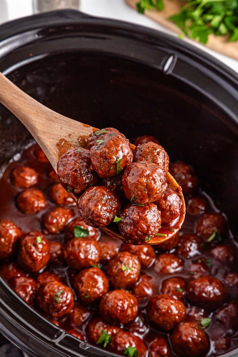 BBQ meatballs in a slow cooker