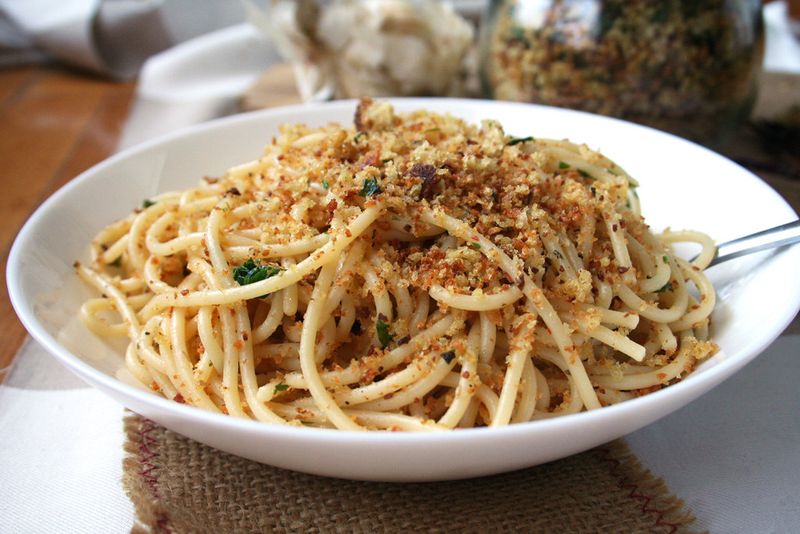 Pasta Aglio E Olio With Breadcrumbs