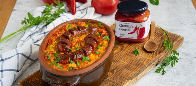 Serbian đuveč (baked rice and vegetables)