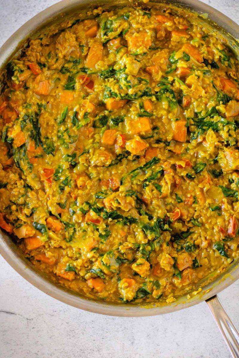 Spinach, Sweet Potato and Lentil Dhal