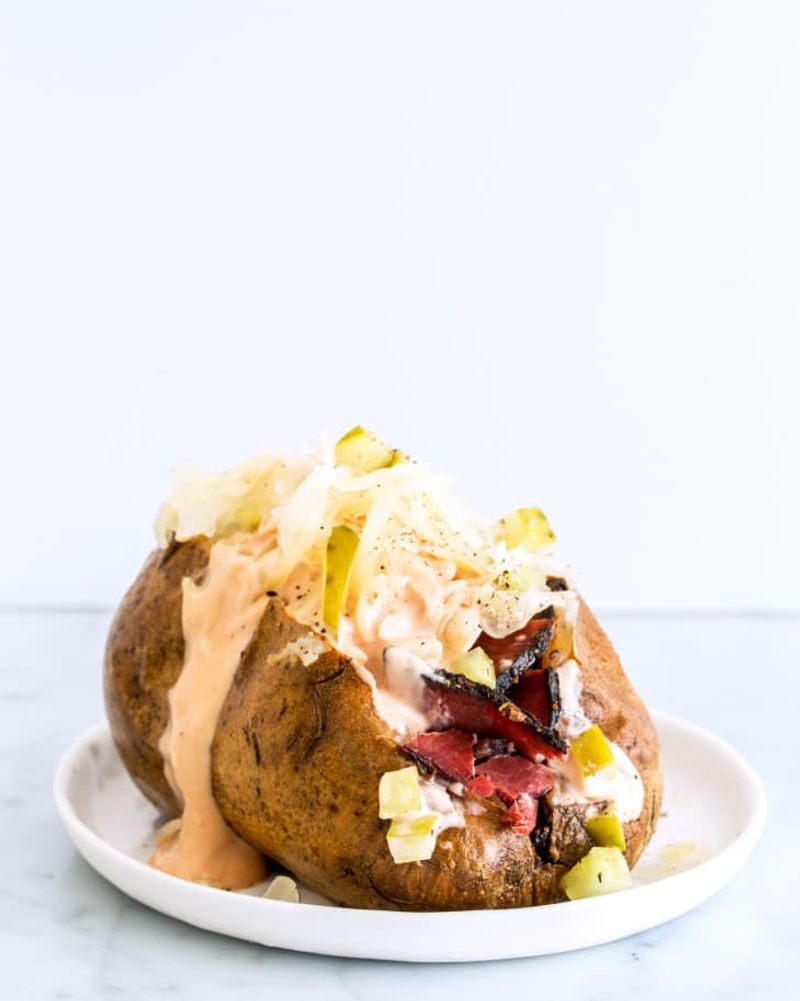 Sauerkraut Topped Baked Potatoes
