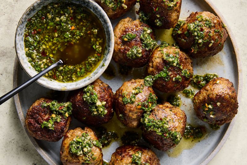 Meatballs with Chimichurri Sauce