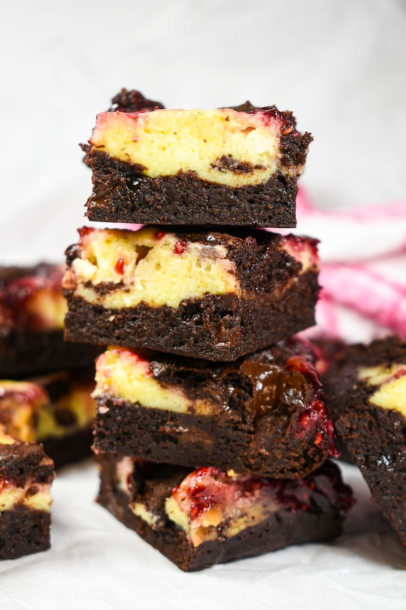 Brownies with a raspberry swirl