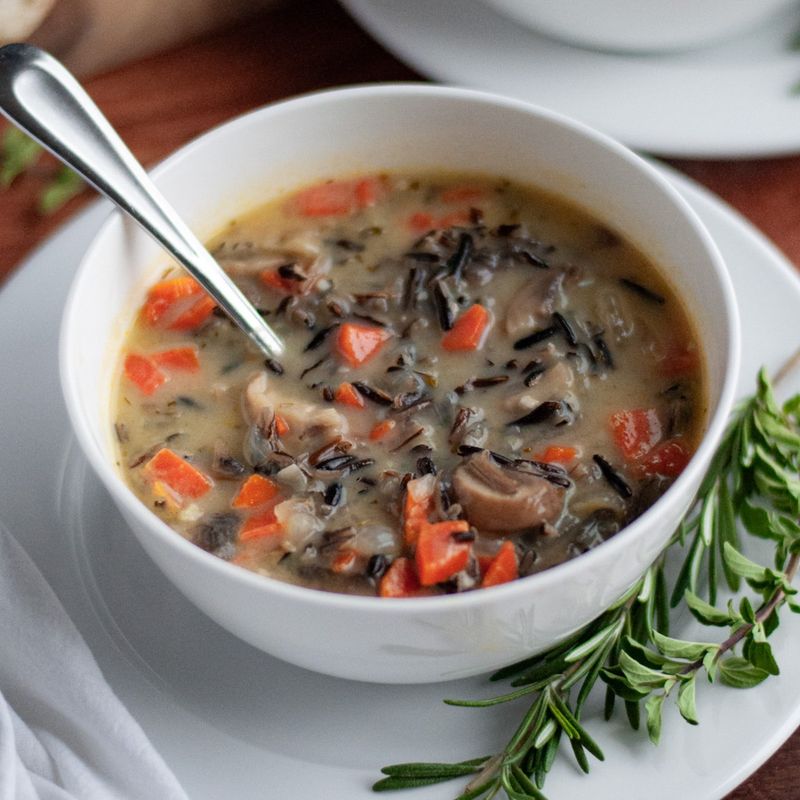 Wild rice and mushroom soup