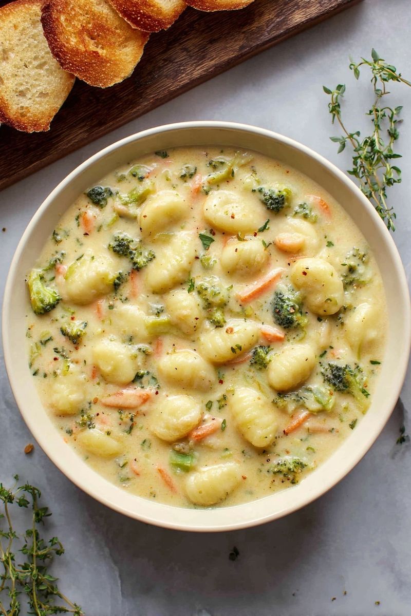 Broccoli Cheddar Gnocchi Soup
