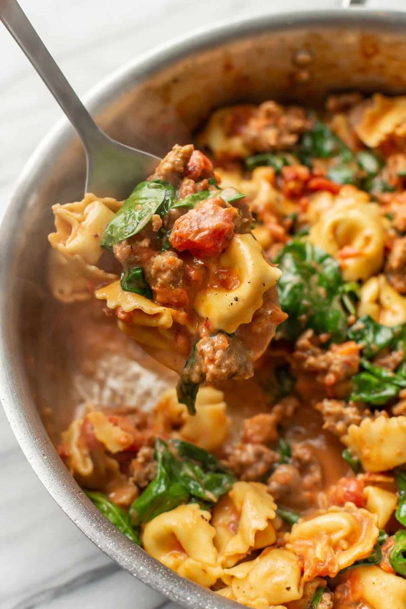 One-Pan Sausage and Tortellini Skillet