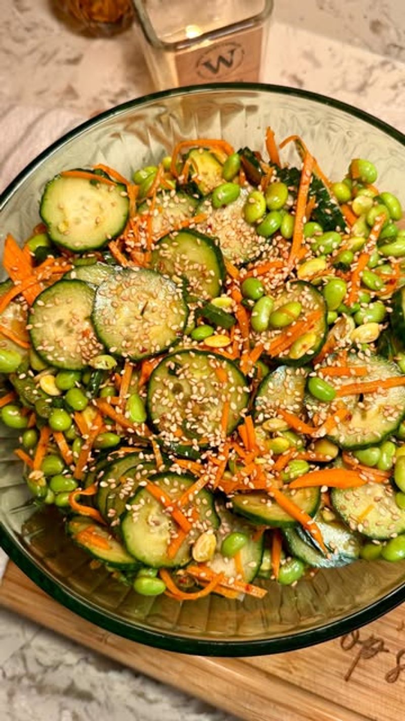 Cucumber Edamame Miso Salad