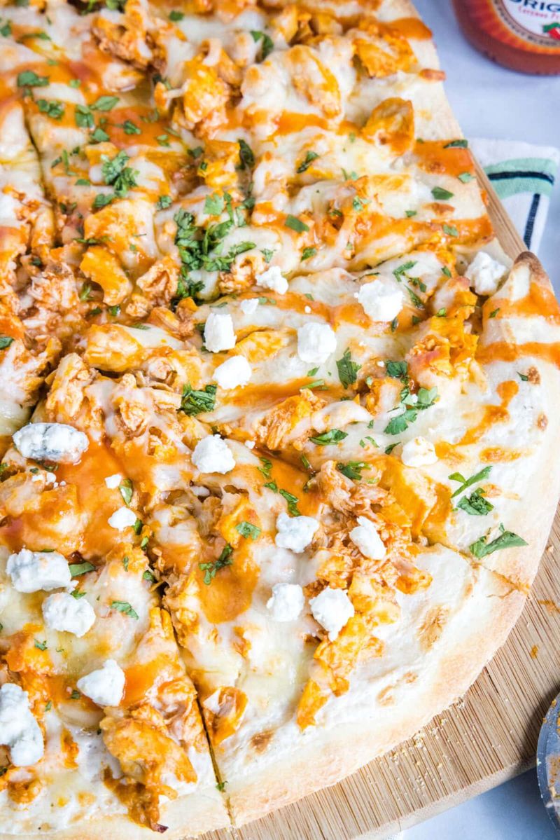 Buffalo Chicken Pizza With Ranch Drizzle