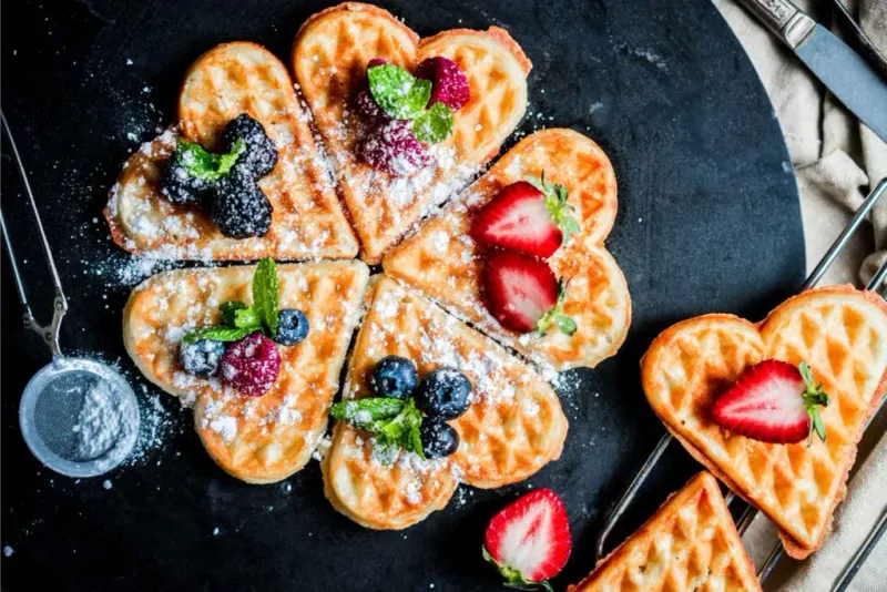 Heart-shaped waffles