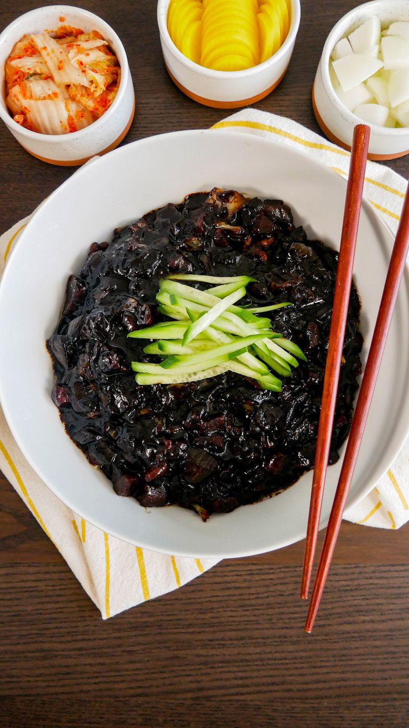Jjajangmyeon (black bean noodles)