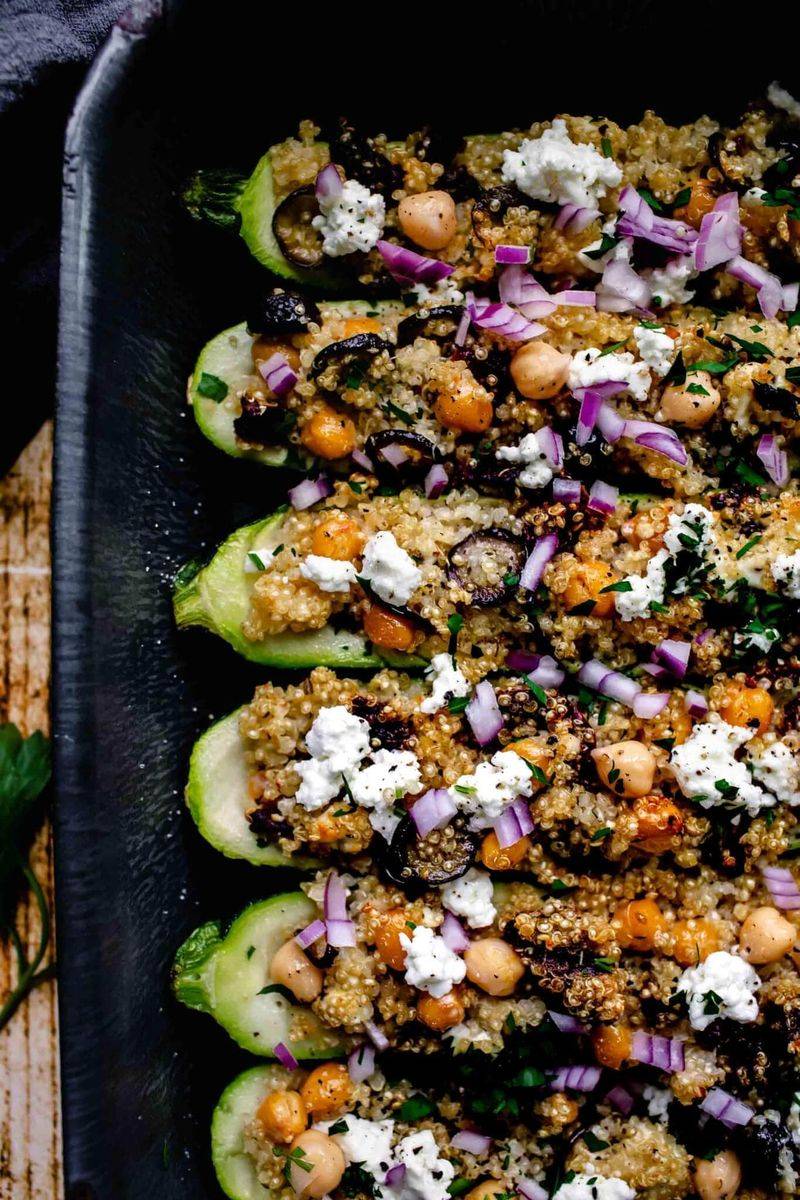 Stuffed Zucchini Boats With Herby Lamb and Pine Nuts