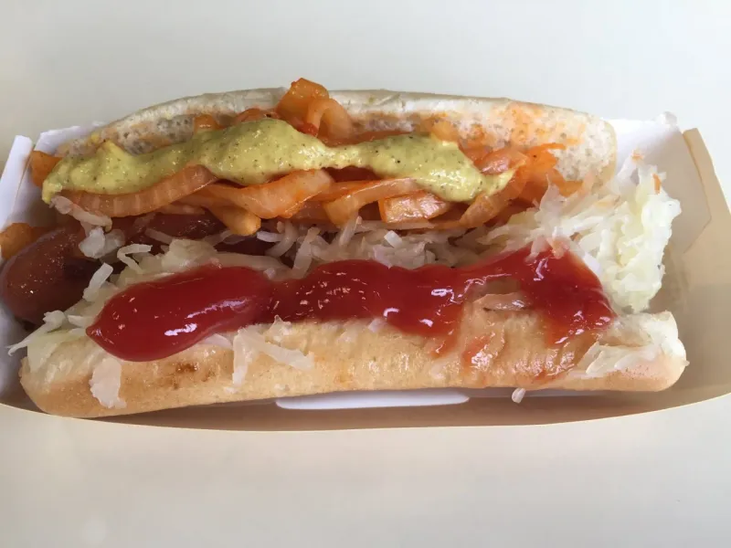 The spicy dog with jalapeños or hot relish