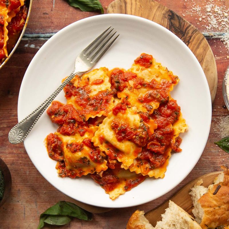 Ravioli With Quick Arrabbiata