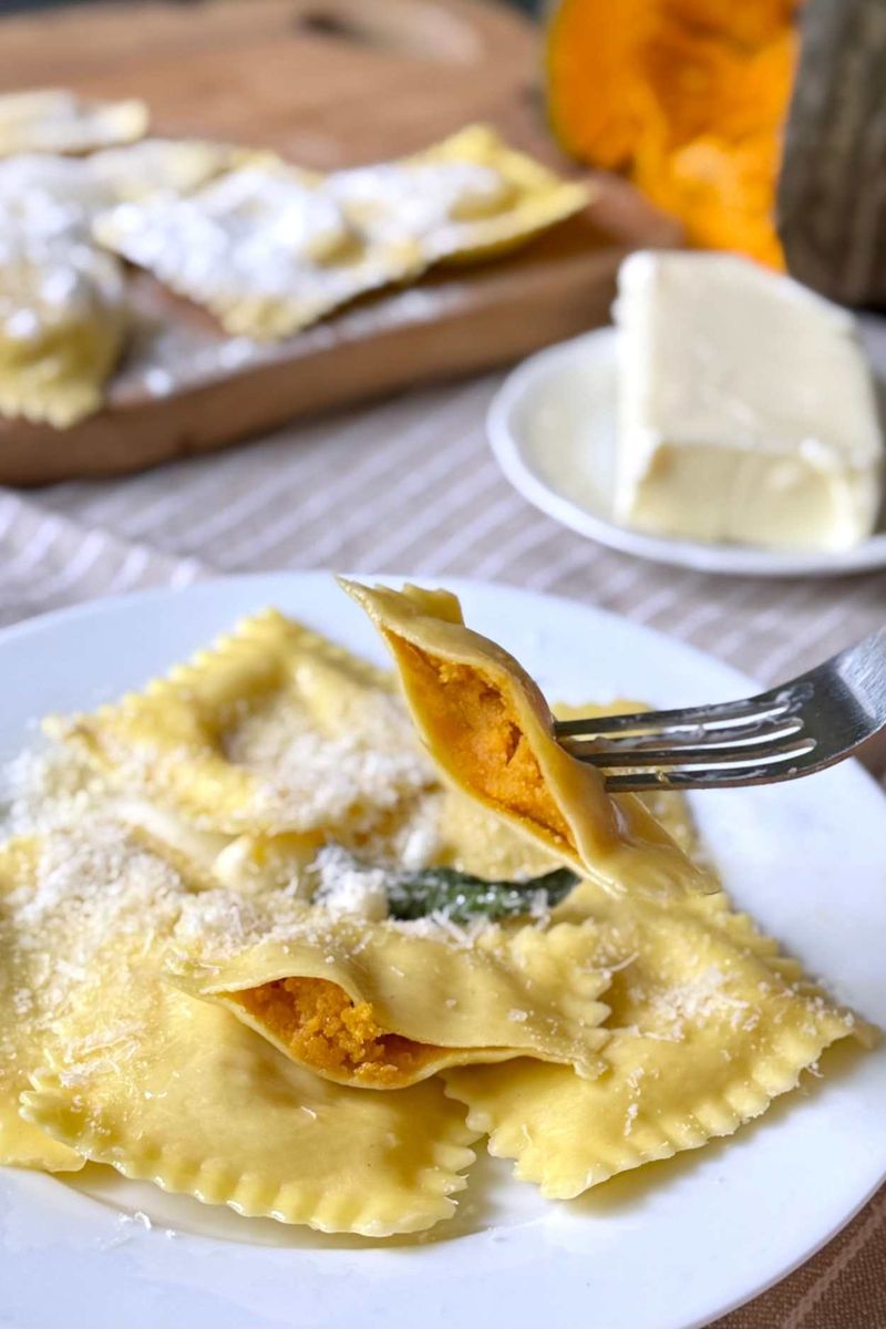 Pumpkin Ravioli With Amaretti and Sage Butter